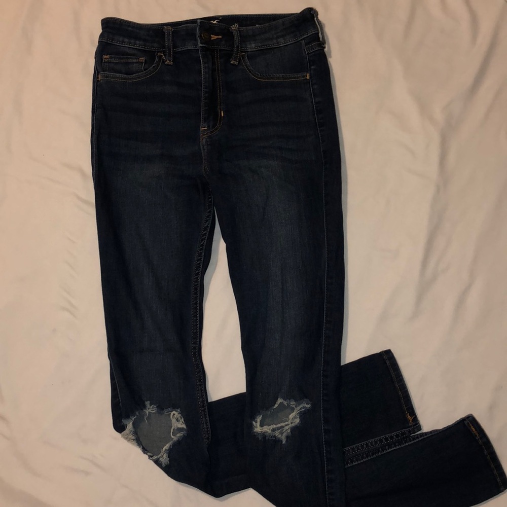 dark ripped hollister jeans size 1